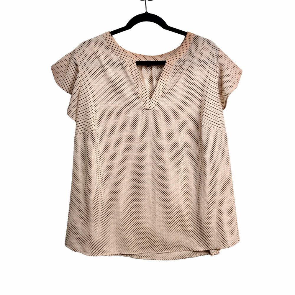 Adrianna Papell Plus Size 2X Blush Pink Dressy Blouse Work Top Feminine Polkadot